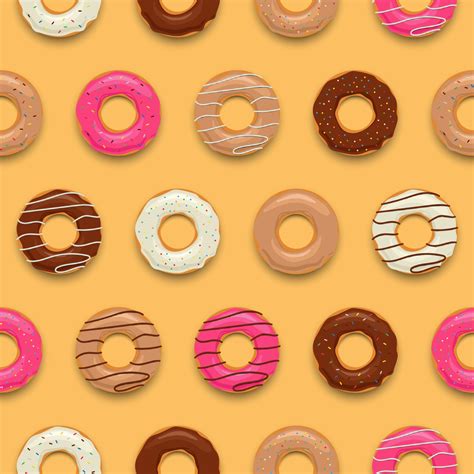 Set Of Colorful Tasty Donuts Seamless Pattern Background Vector