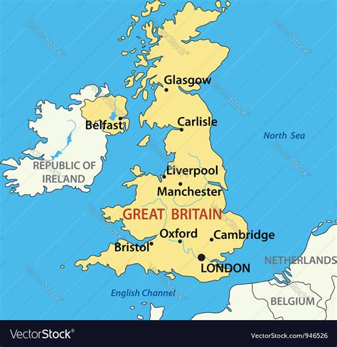 Map Of The United Kingdom Of Great Britain Vector Image