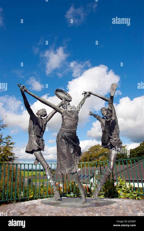 Statues Of The Children Of Lir In Ennis County Clare Ireland Stock