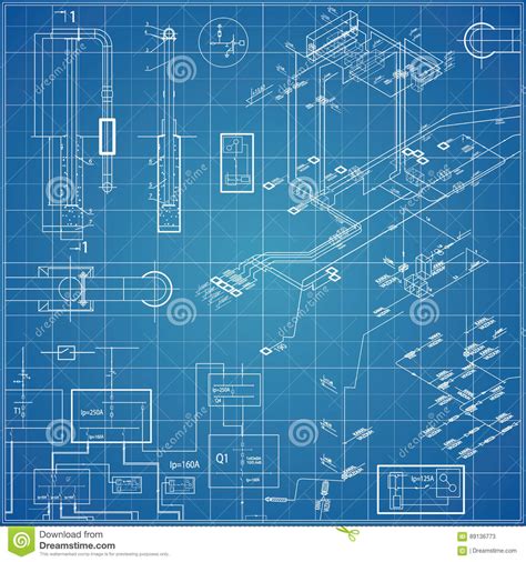 Vector Blueprint With Electrical Stock Vector Illustration Of