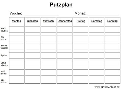 Du musst tabellen, zellen, zeilen und spalten erst auswählen, um sie ändern zu können. Putzplan Vorlage zum Ausdrucken | Robotertest.net