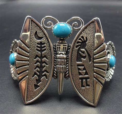 Vintage Roderick Tenorio Sterlingsilver Turquoise Butterfly Cuff