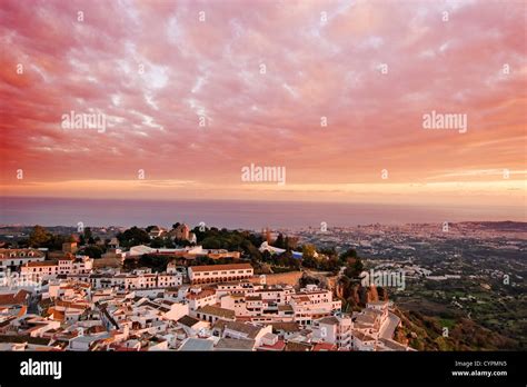 White Village Mijas At Sunset Malaga Andalusia Spain Pueblo Blanco De