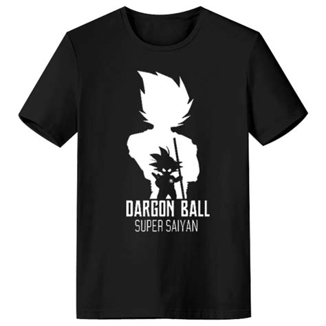 Dragon Ball Son Goku Printing Short Sleeve Tops Black White Cotton T