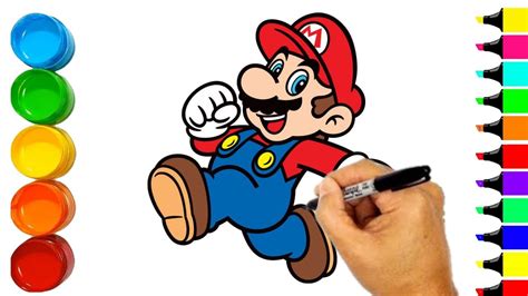 How To Draw Mario Step By Step Super Mario Cartoon Drawing Youtube