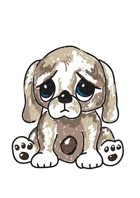 Cachorrinho Triste Dos Desenhos Animados Ilustração Do Vetor