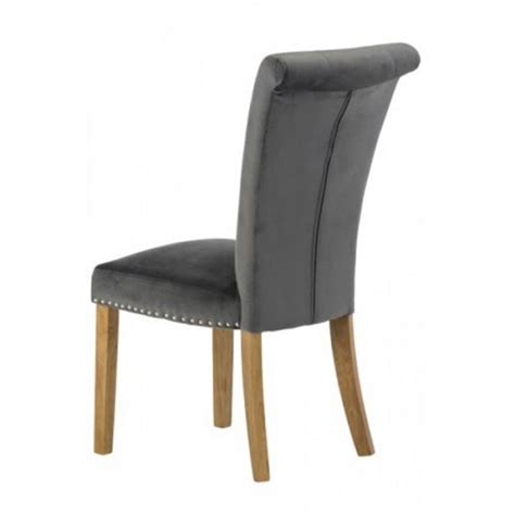 Velvet chair dining morden luxury wooden restaurant french style carved dining chair oak gray leg yellow green. Wodan Velvet Dining Chair In Grey With Oak Leg | Furniture ...