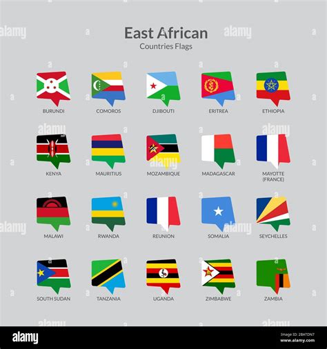 East African Countries Flag Icons Collection Stock Vector Image And Art