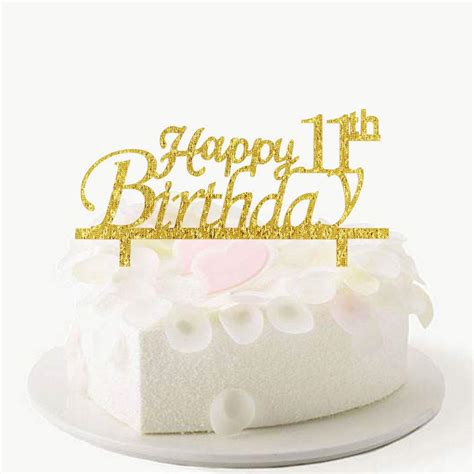 Happy 11th Birthday Cake Topper Gold Acrylic Cake Topper 11th