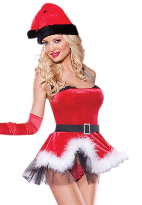 Sexy Cheeky Christmas Strapless Santa Outfit Womens Sexy Sleeveless