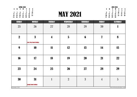Free Printable Monthly Calendar May 2021 Month Calendar Printable