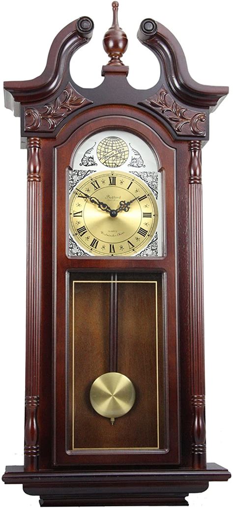 Bedford Clock Collection 38 Grand Antique Chiming Wall Clock With