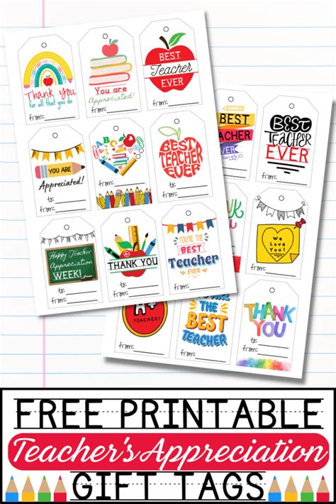 20 Free Printable Teacher Appreciation Tags Prudent Penny Pincher