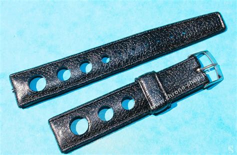 Rubber 18mm Black Holes Tropic Watch Racing Strap Type 196070s Vintage