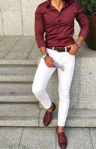 How To Wear A Burgundy Dress Shirt For Men 65 Looks And Outfits Mens