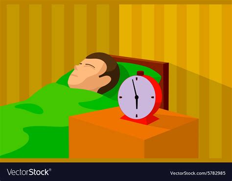 cartoon image of a man sleeping in bed royalty free vector