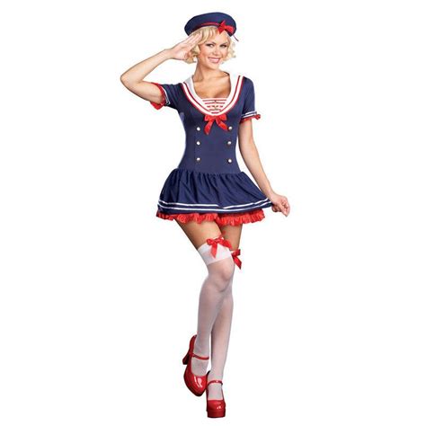 Adult Sexy Women Hello Sailor Costume Halloween Fancy Dress Navy
