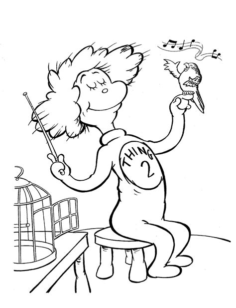 Coloring pages cool cat in the hat coloring pages yio44gdnt cat. Dr. Seuss Coloring Pages | Birthday Printable