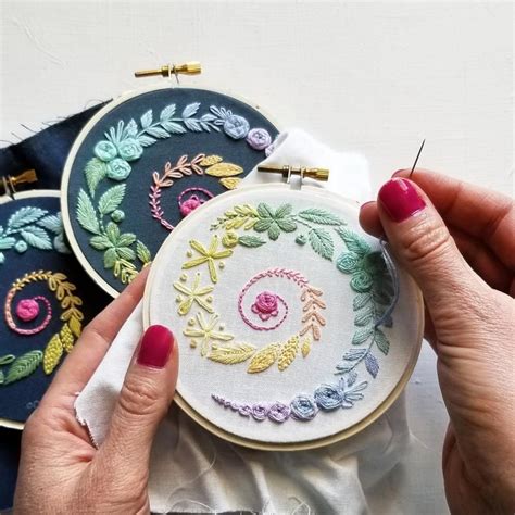 Beginner Hand Embroidery Kit With Online Class Rainbow Spiral
