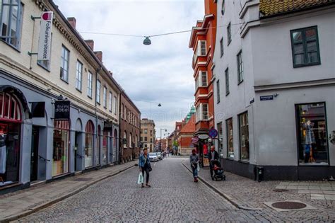 Pedestrian Shopping Street In Lund City Sweden Editorial Stock Photo