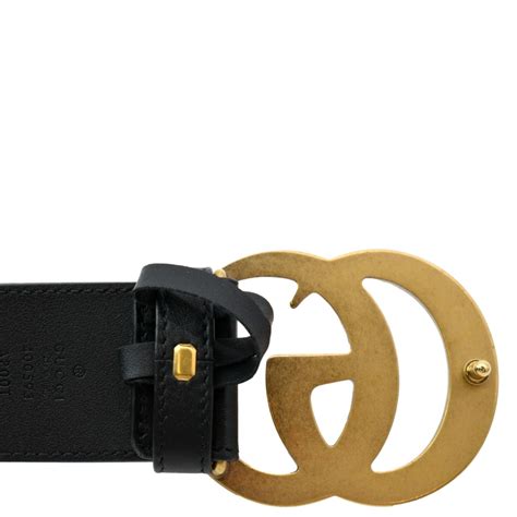 Gucci Double G Buckle Leather Belt Black 400593 Size 9538