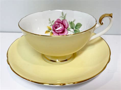 Shelley Tea Cup And Saucer Pink Yellow Roses Shelley English Bone China Shelley Teacups