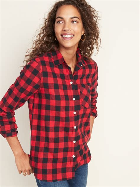 Patterned Flannel Classic Shirt For Women Plaid Flannel Outfits Old
