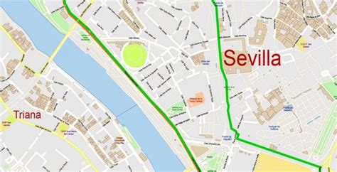 Seville Spain Pdf Map Vector Exact City Plan High Detailed Street Map