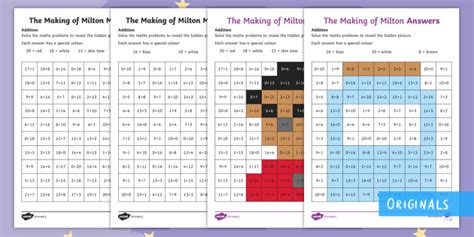 The Making Of Milton Addition Maths Mosaic Worksheet Activity Sheets