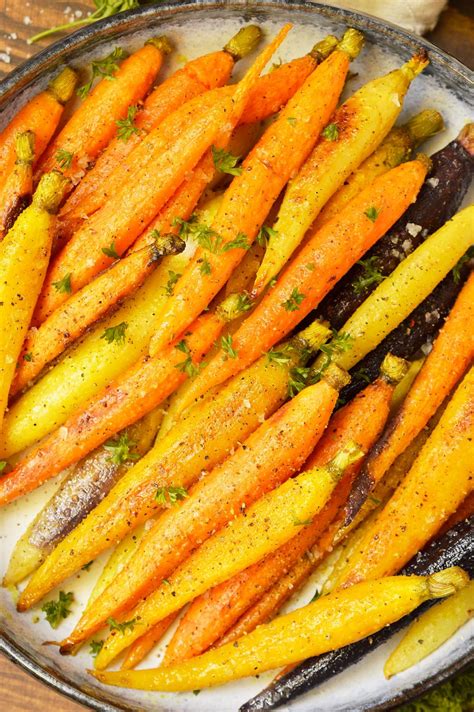 (the carrots will shrink while cooking so make the slices big.) toss them in a bowl with the olive oil, salt, and pepper. Oven Roasted Carrots (Whole30, Paleo, Vegan) - WonkyWonderful