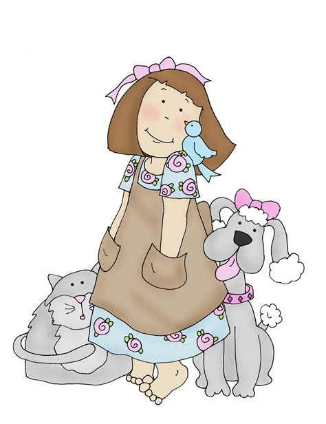Free Dearie Dolls Digi Stamps Girl With Pets