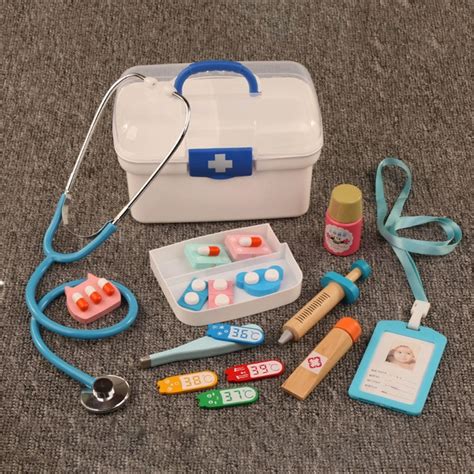 16pcs Children Pretend Play Toys Kids Wooden Kit Simulation Medicine