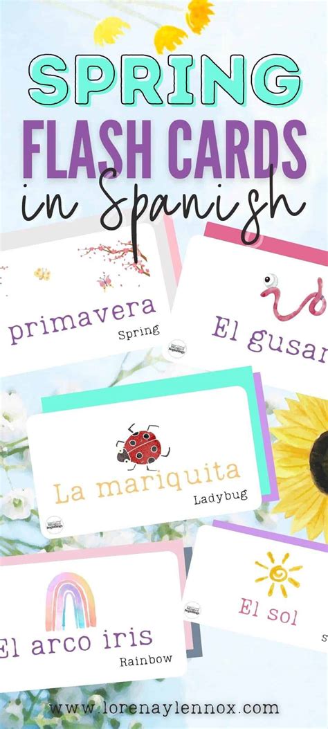 20 Spring Vocabulary Flashcards In Spanish Free Printable Bilingual