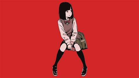 Wallpaper Manga Anime Girls Simple Background Minimalism