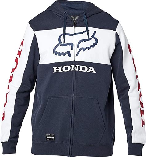 Fox Racing Mens Honda Fleece Zip Hoodysmallnavywhite Hooded