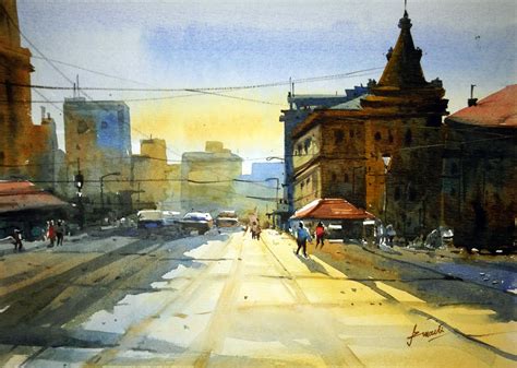 Cityscape Watercolor Painting At Getdrawings Free Download