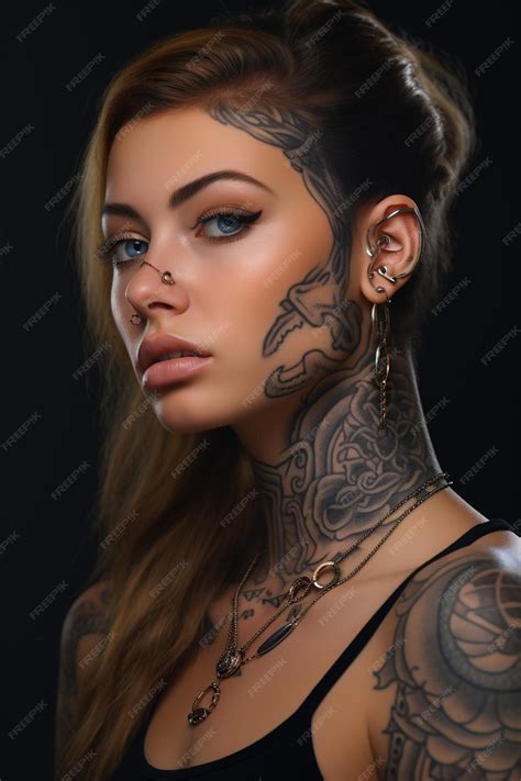 Premium AI Image | Stylish epathetic girl with tattoos and piercings