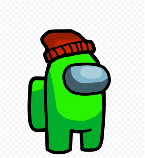 Hd Green Lime Among Us Crewmate Character With Beanie Hat Png Citypng