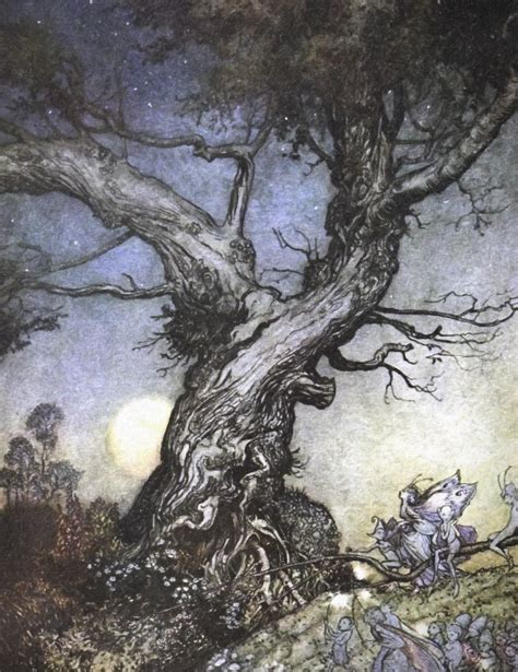 Fairy Folk By An Old Gnarled Tree By Arthur Rackham Enchanted Living