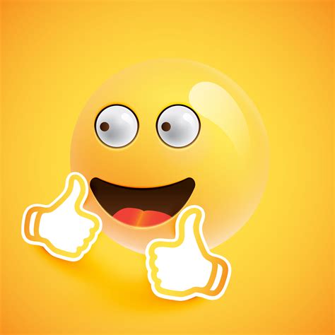 Cute Emoticon With Thumbs Up Emoji Illustration Cartoon Vector Images