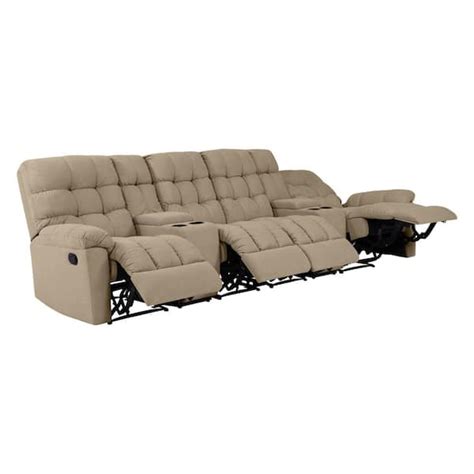 Prolounger 4 Seat Tufted Recliner Sofa With 2 Storage Consoles And Usb