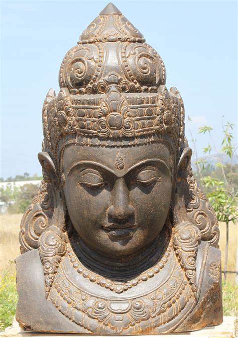 Sold Stone Garden Parvati Bust Statue 35 96ls325 Hindu Gods