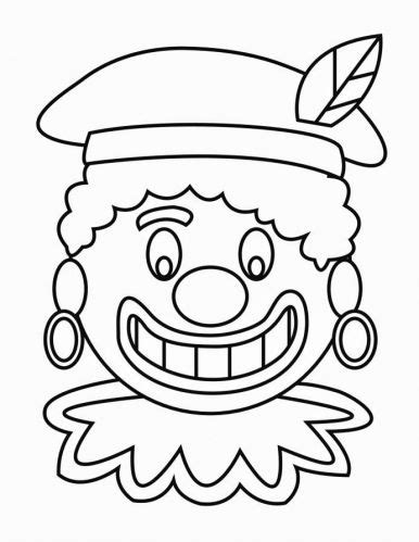 Kleurplaat Zwarte Piet gezicht (2) Afb 16166.