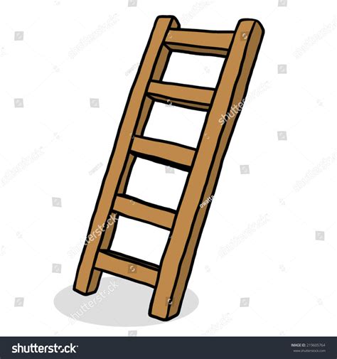 Wooden Ladder Stair Cartoon Vector Illustration เวกเตอร์สต็อก ปลอดค่า