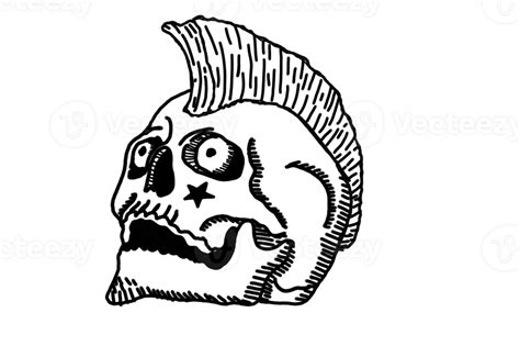 Human Punk Skull Line Art With Transparent Background 24035805 Png