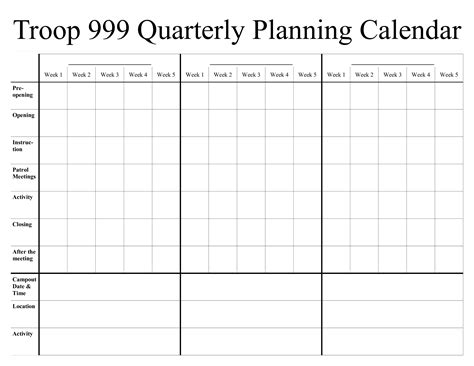 Quarterly Planner Template Printable Schedule Template Images And