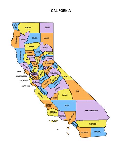 California County Map Editable And Printable State County Maps