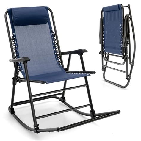 Costway Folding Zero Gravity Rocking Chair Rocker Porch Outdoor Patio