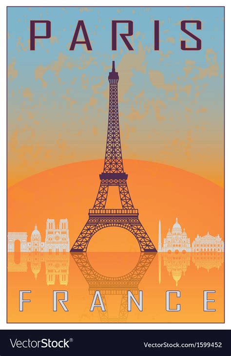 france paris travel vintage poster french. Paris vintage poster Royalty Free Vector Image