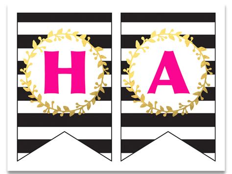 Free printable birthday banner { navy & coral } this printable birthday banner features navy with white polka dots, coral flowers, and coral letters! FREE PRINTABLE Happy Birthday Banner and Alphabet - Six ...